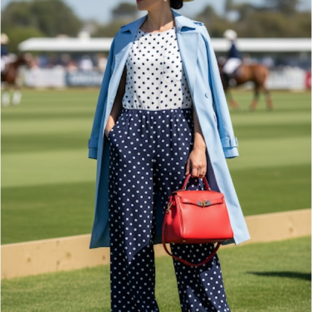 Anthropologie Whit Two Polka Dot Jumpsuit‎ - Navy & White - Size 6